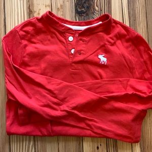 Abercrombie kids size 9-10 long sleeve red Henley shirt